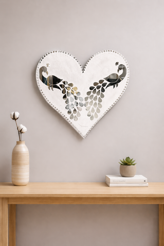 Peacock Mirror Stencil Panel – Premium Lippan Art Design-1461
