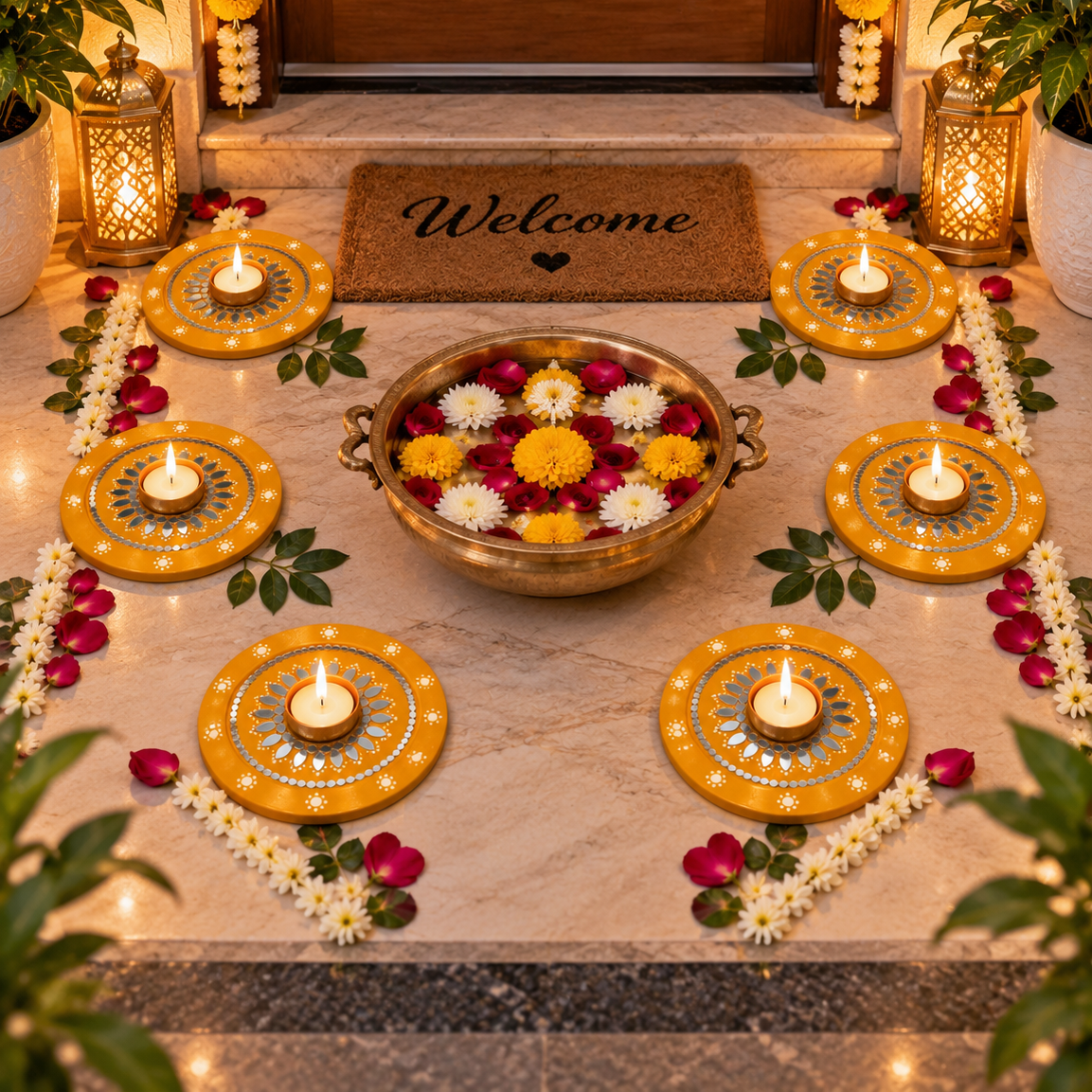 Ready Piece Round Silver Mirror Decor for Wall, Festive & Home Decoration (Ready Piece)- BAPS-109