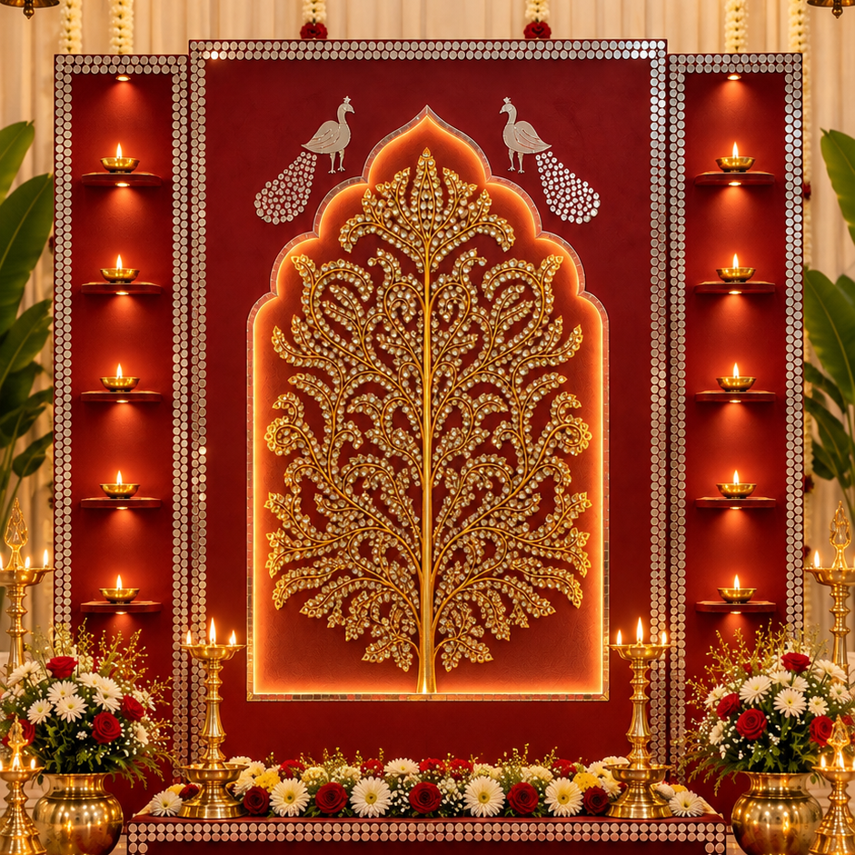 Tree of Life Mirror Work Ready Piece – Decorative Wall Décor - BAPS-101