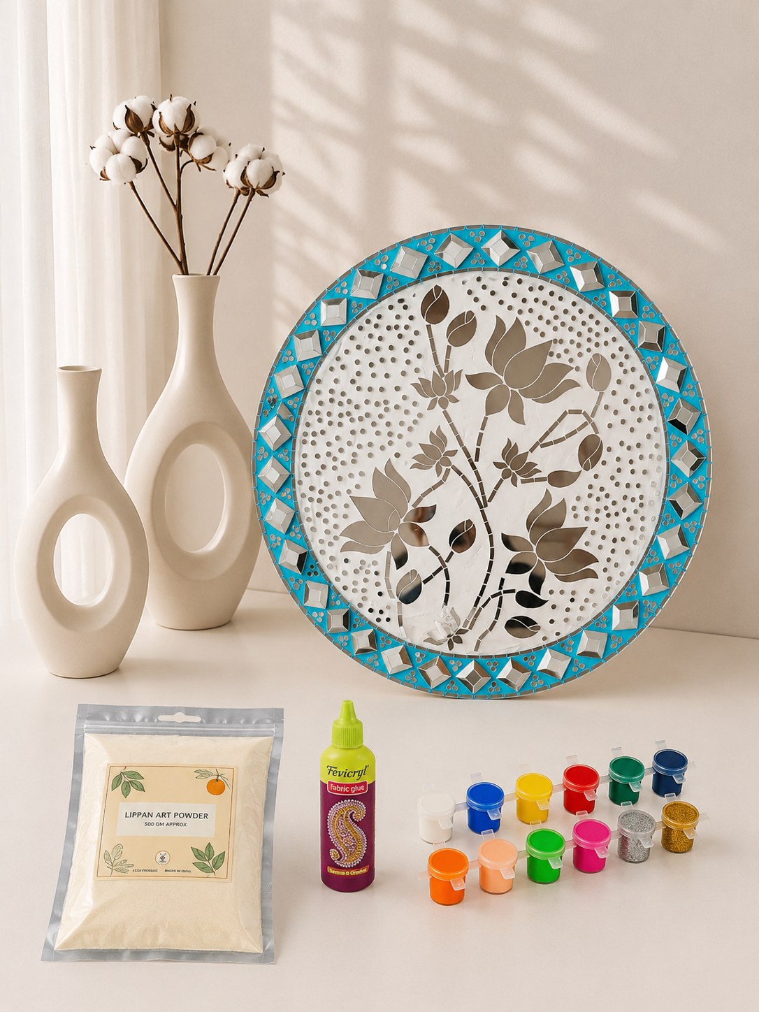 Premarked Lotus MDF Mosaic Kit with 3D Square Mirror-665