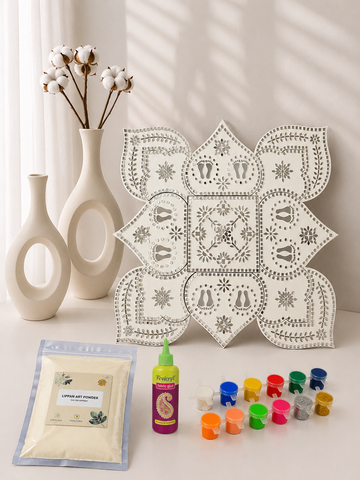 Premarked Kaku Pagla Rangoli Flower MDF  with Mirror -663