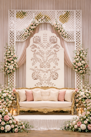 Decorative Jharokha Mirror Panel for Home Decor – 1 Piece (Mirror & Stencil Included) – 1434