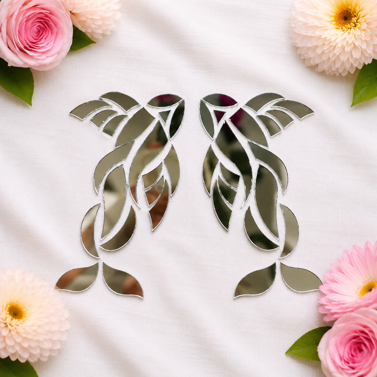 Fish Shape Glass Mirror Pair for Lippan Art & DIY Craft  -1381