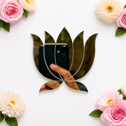Fancy Lotus shape silver mirror K-1143
