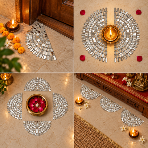 Ready Made Silver Mirror Half Moon Wall Décor ST-37