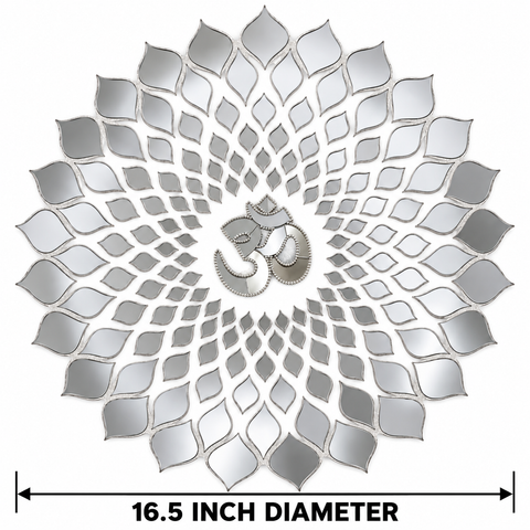 Om Silver Mirror Rangoli Ready Made Decorative Wall & Floor Décor ST-38