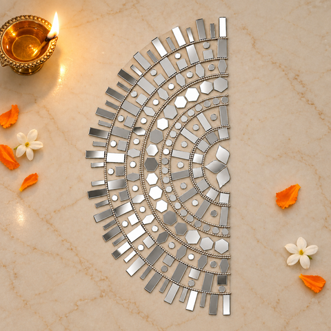 Ready Made Silver Mirror Half Moon Wall Décor ST-37