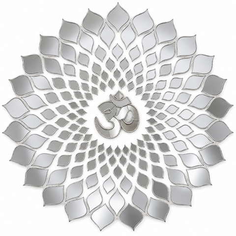 Om Silver Mirror Rangoli Ready Made Decorative Wall & Floor Décor ST-38