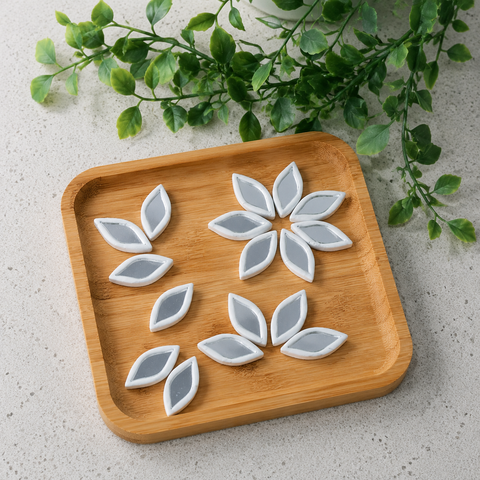 Leaf Shape Clay Mirror Pieces for Lippan Art, Mandala Art & DIY Craft Decoration MG -25