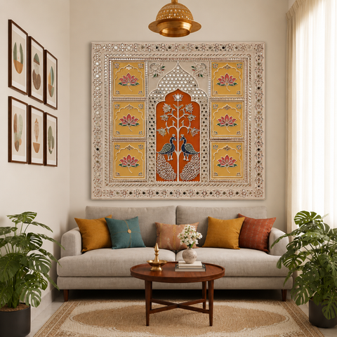 Royal Peacock MDF Wall Panel for Lippan Art & Mirror Work-592