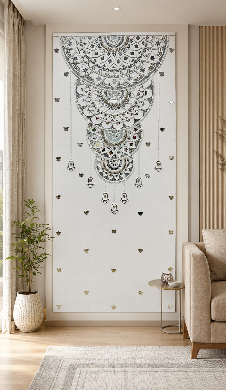 Half Mandala Hanging Panel (Only Mirror & Stencil) -10087