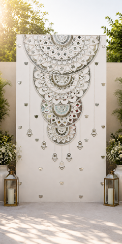 Half Mandala Hanging Panel (Only Mirror & Stencil) -10087
