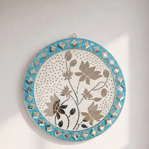 Premarked Lotus Design  MDF Board With Mirror(3D Square Mirror)-636