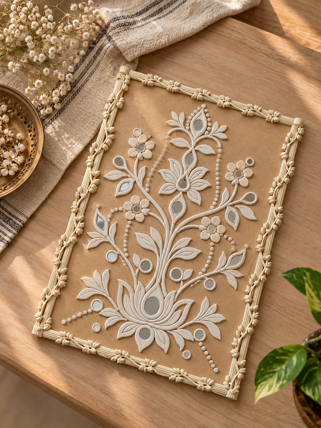 Floral Vine Clay Border Strips for Lippan Art & DIY Décor 7 inch - CLAY BORDER 12