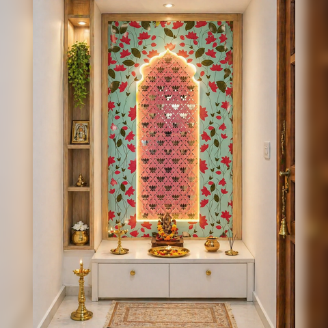 Premarked MDF Jharokha Wall Decor Frame Set with Mirror Design for Lippan Art-720