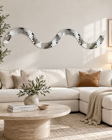 Flexible Wave Shape Mirror Strip on Transparent Sheet for DIY Wall & Home Decor--ST-26