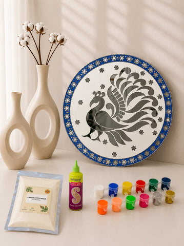 Decorative Round Premarked Peacock MDF With Mirror -562