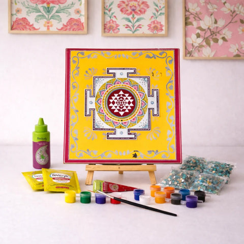 Premarked Shree Yantra Decorative Cutout with Mirror-605