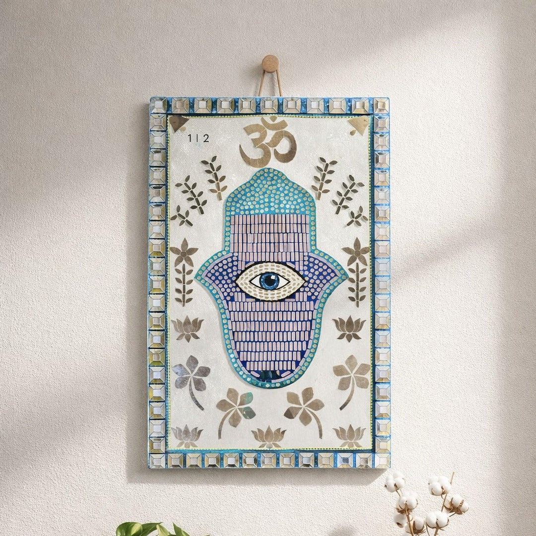 evil eye Pre-Designed MDF Panel with 3D Square Mirror Work-667