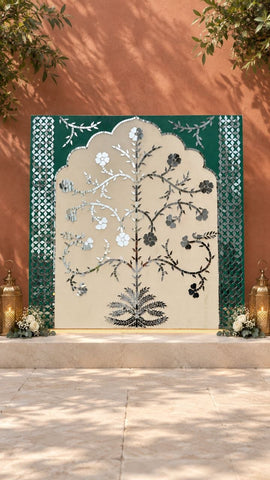 Floral Tree Mirror Work Ready Backdrop Panel - BAPS-88