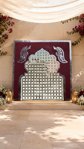 Peacock Jharokha Design MDF with Mirror for Lippan Art & Wall Décor - 839