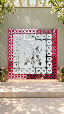 Floral Mirror Work Ready Wall Décor Panel - BAPS-89