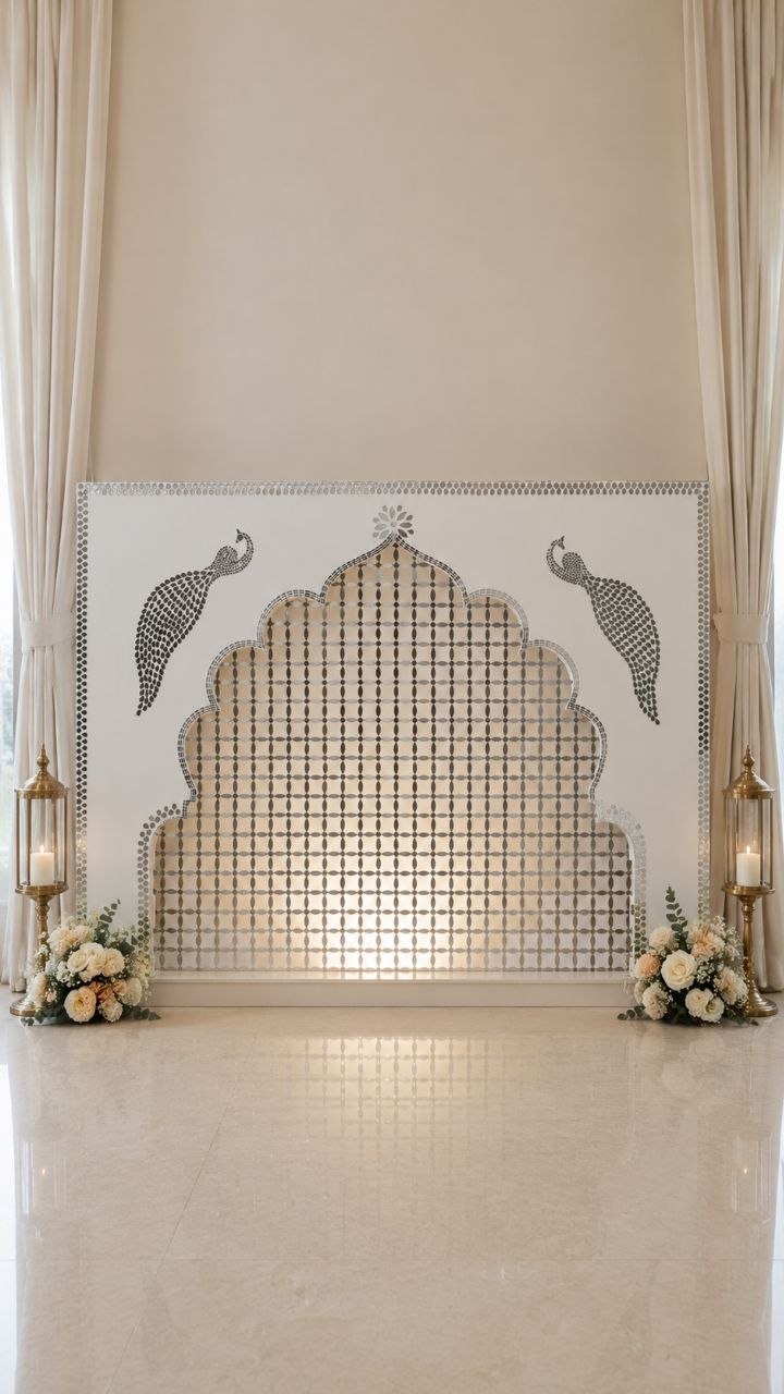 Peacock Jharokha Premarked MDF Backdrop Panel - 837