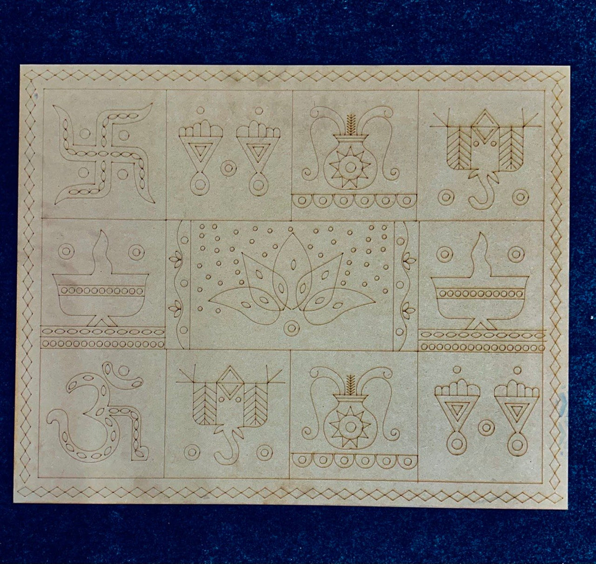 Pre-Marked MDF Board for Lippan Art, Mirror Work & DIY Traditional Décor - 848