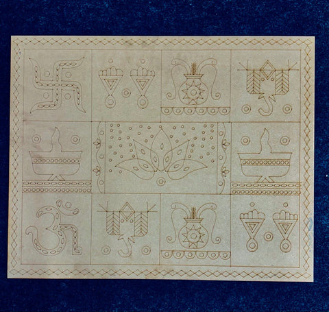 Pre-Marked MDF Board for Lippan Art, Mirror Work & DIY Traditional Décor - 848
