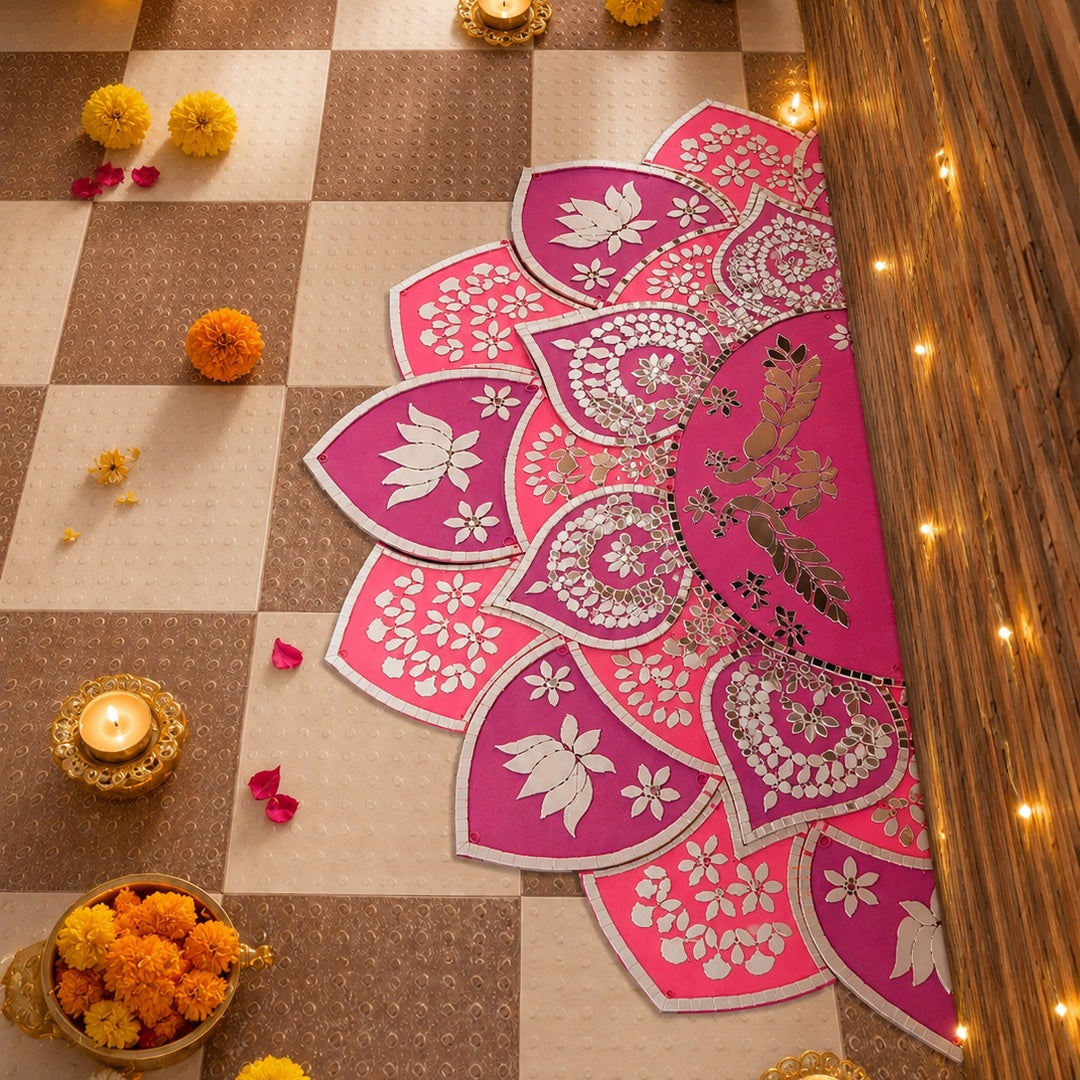 Premarked Rangoli Cutout with Mirror-522