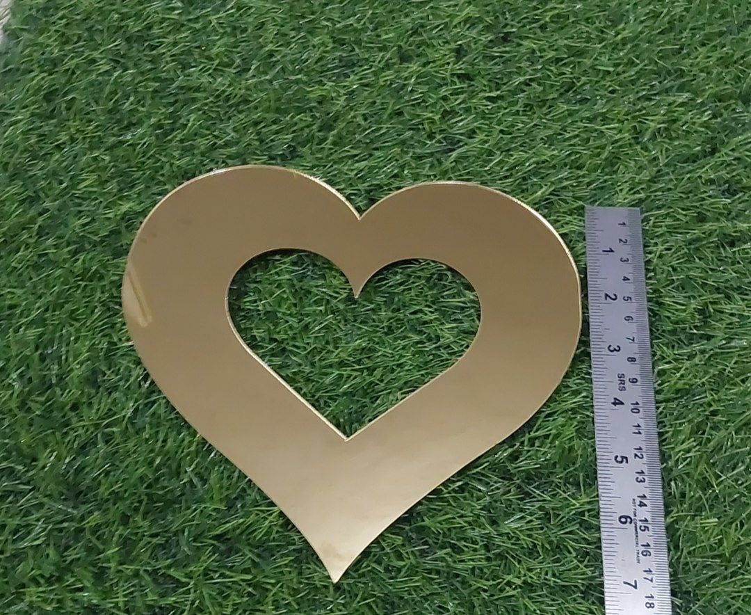Acrylic golden big heart cut shape mirror